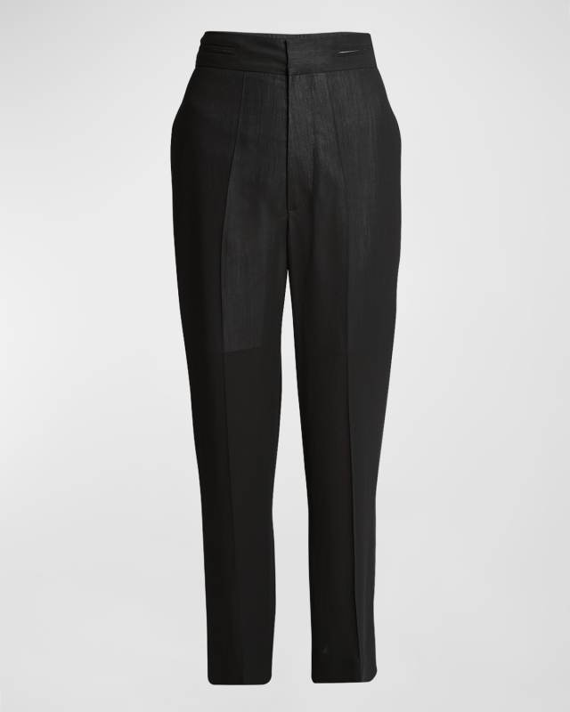 Elastic Waistband Straight-Leg Trousers